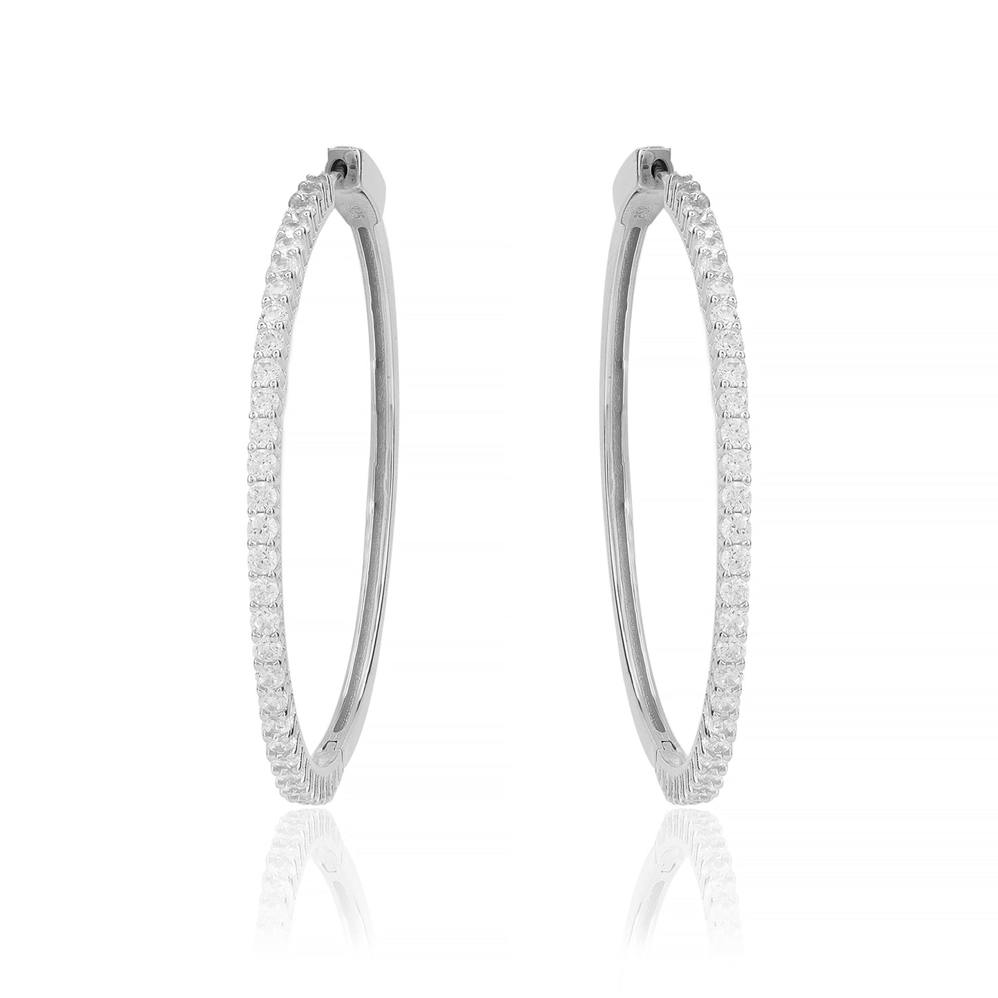 Silver Zircon Sparkling Big Hoop Earring 40MM