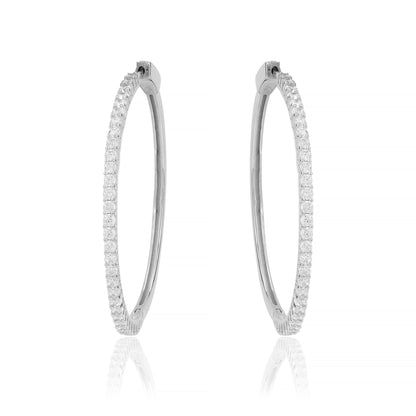 Silver Zircon Sparkling Big Hoop Earring 40MM