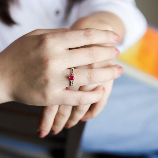 Layered Elegance Red Ruby  Adjustable Ring