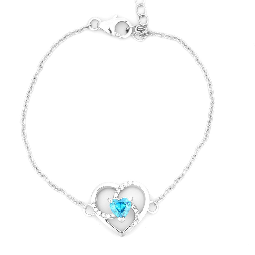Bracelet with Heart and Adjustable Fit 6.5+2" inch