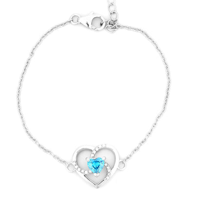Bracelet with Heart and Adjustable Fit 6.5+2" inch