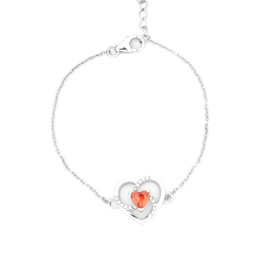 Bracelet with Heart and Adjustable Fit 6.5+2" inch