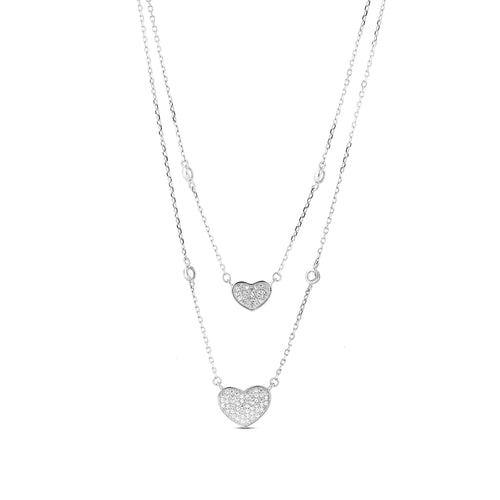 Heart Zircon Silver Layer Necklace
