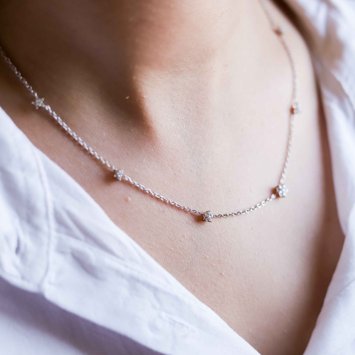 Star Map Necklace in Sterling Silver 18"+3" Inch