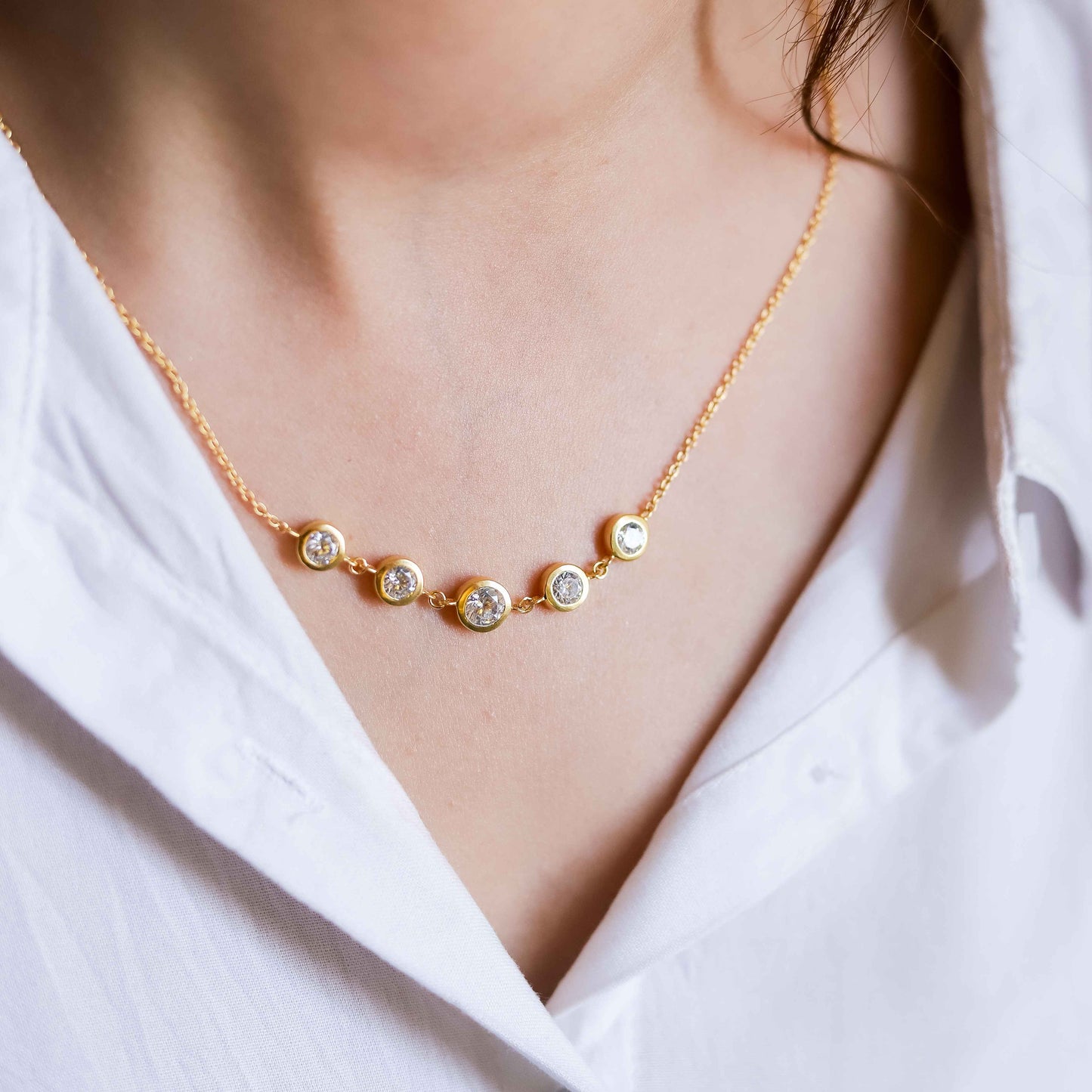 Elegant Zircon Necklace  18+3" inch