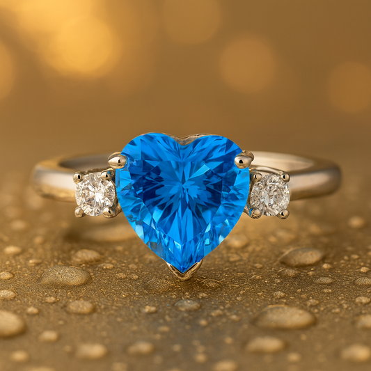 Love Heart Stone Ring with Adjustable Fit