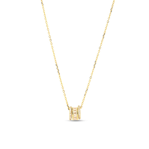 Yellow Gold Necklace 925 Sterling Silver Round