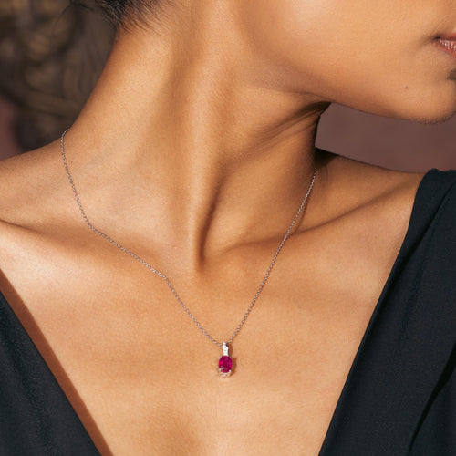 Natural Ruby Solitaire silver Pendant