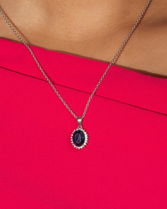 Princess Diana Inspired Halo Pendant | 925 Sterling Silver Statement Necklace