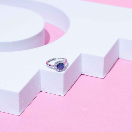 Elegant Halo Adjustable Ring in 925 Sterling Silver