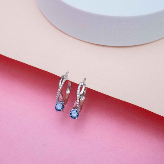 Twisted Hoop  Earrings In 925 Sterling Silver