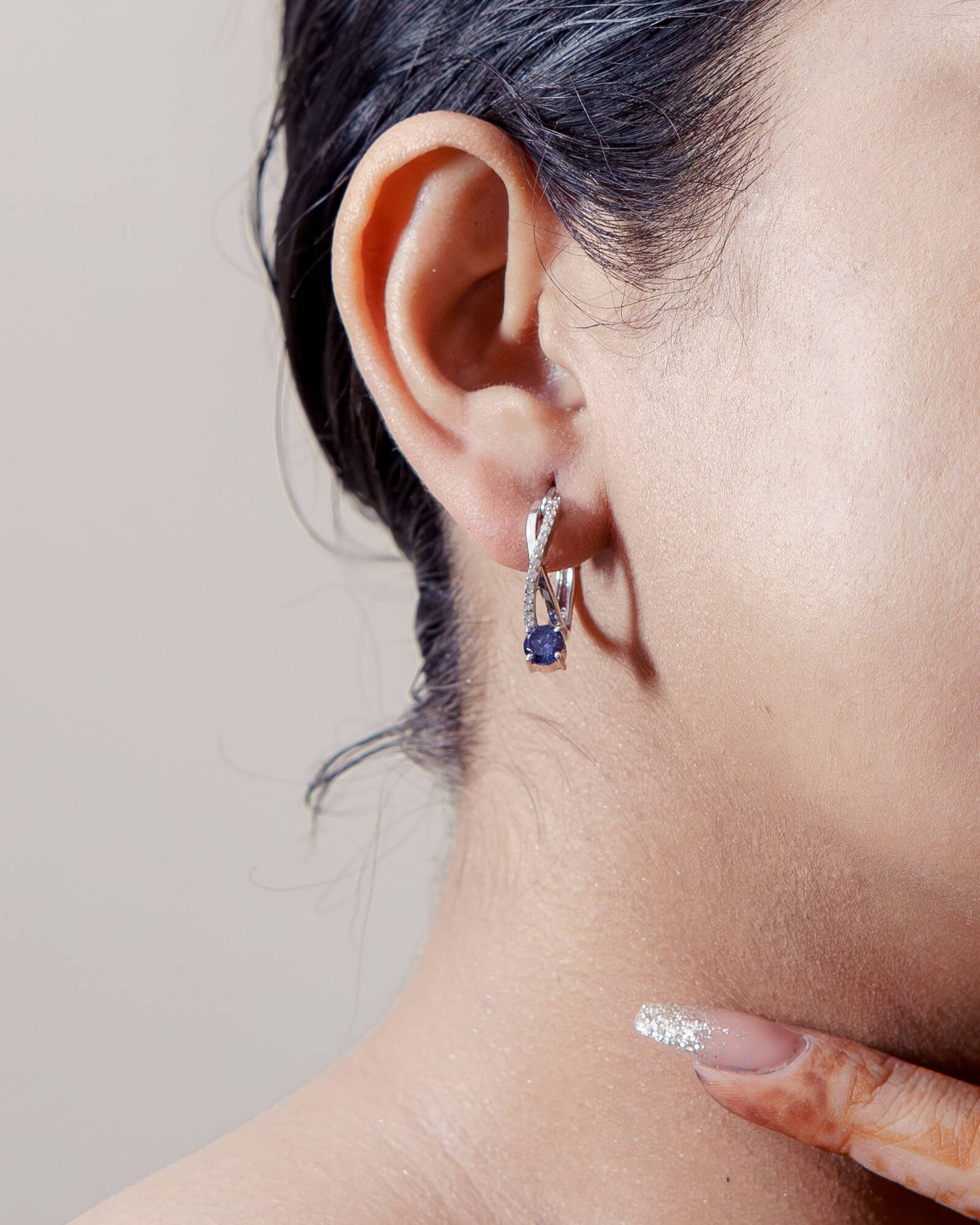 Twisted Hoop  Earrings In 925 Sterling Silver