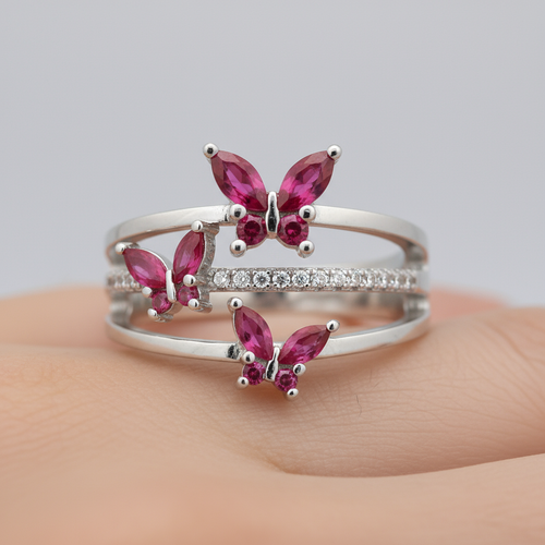 Trinity Bloom Butterfly Ring