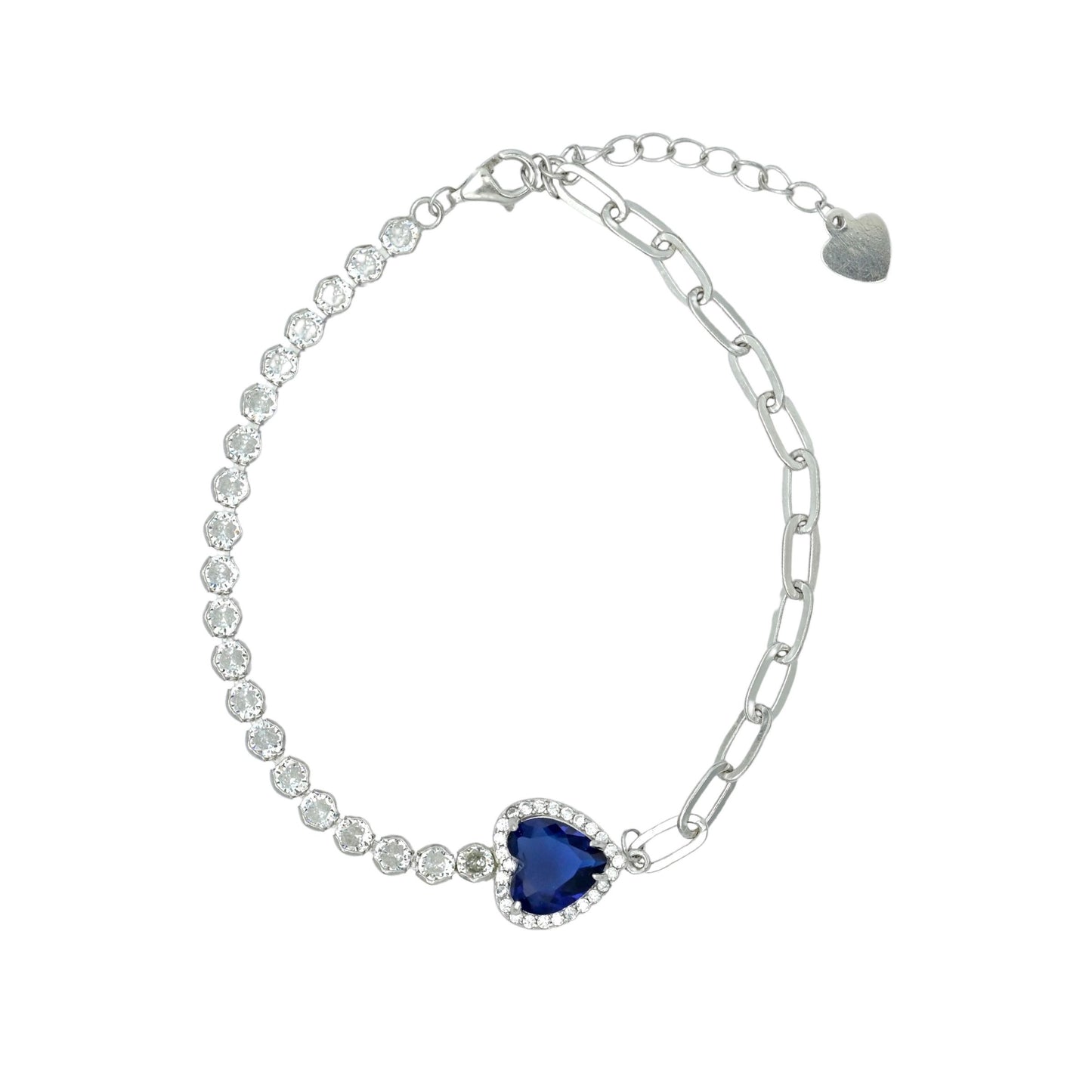 Heart Of The Ocean Silver Bracelet 6.5"+1.5" inch