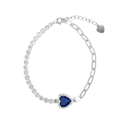 Heart Of The Ocean Silver Bracelet 6.5"+1.5" inch