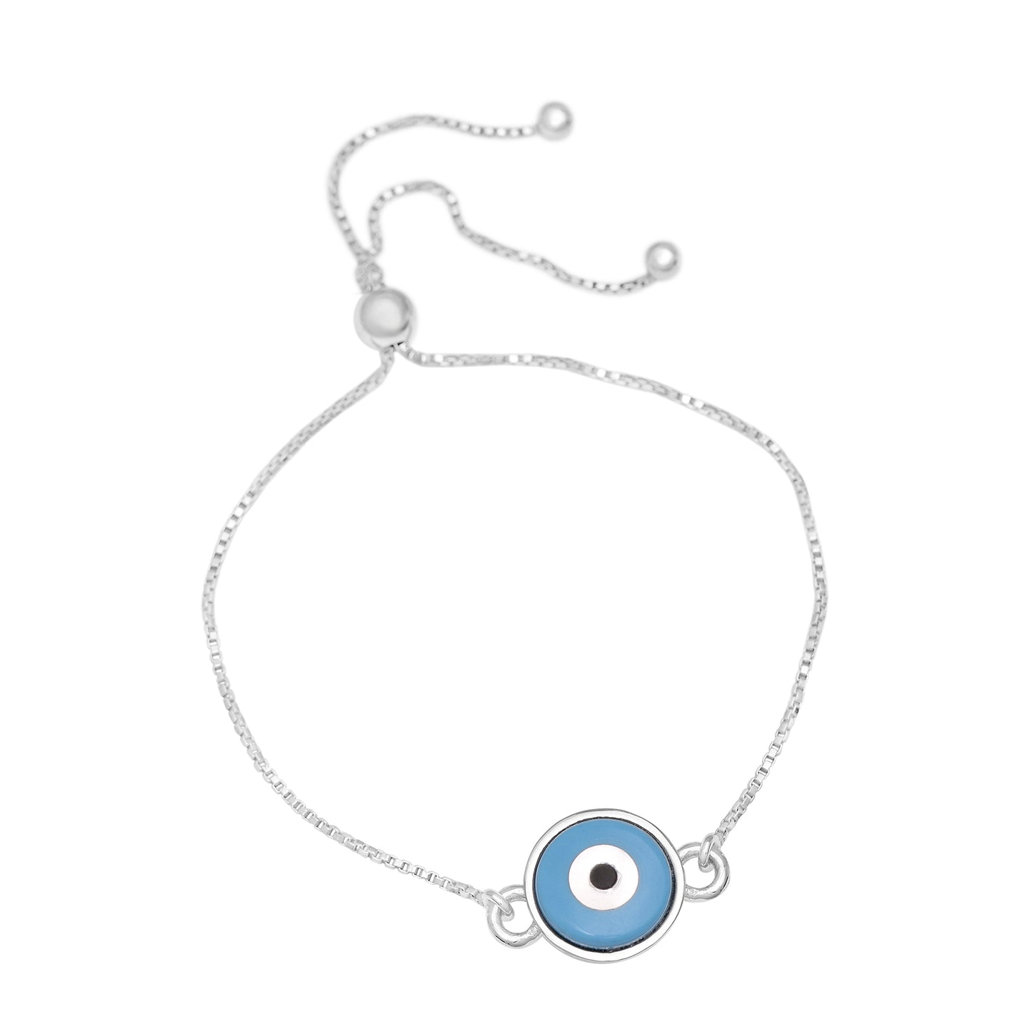Evil Eye Adjustable Silver Bracelet