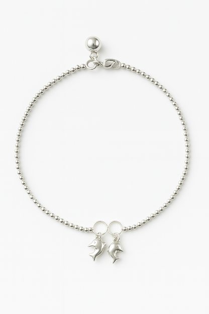 Dolphin Anklet in 10"inch  925 Sterling Silver