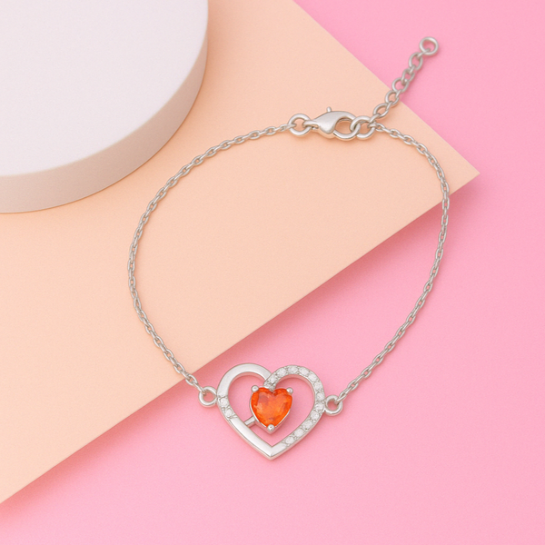 Bracelet with Heart and Adjustable Fit 6.5+2