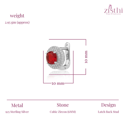 Simulated Diamond Ruby Tourmaline Double Halo Eaaring