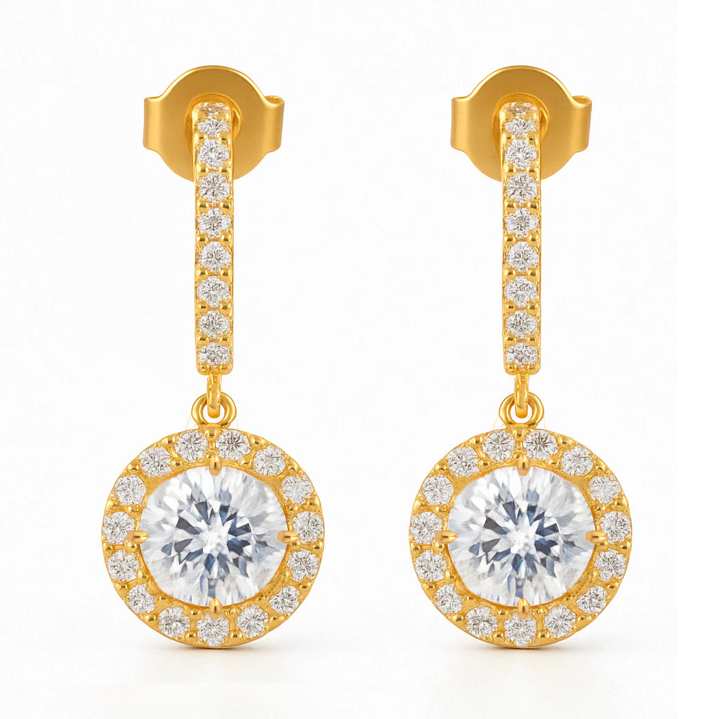 Cubic Zircon Drop Earrings In 925 Sterling Silver
