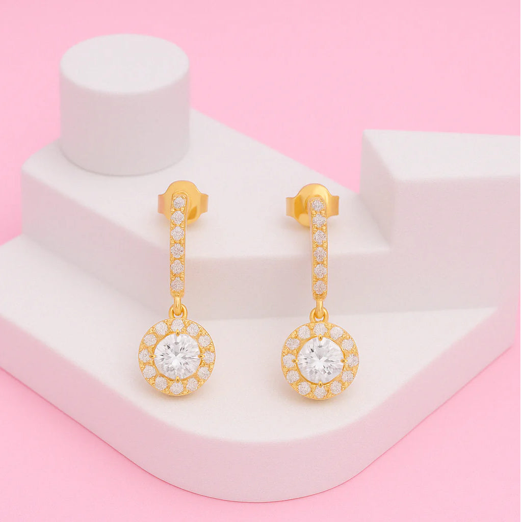 Cubic Zircon Drop Earrings In 925 Sterling Silver