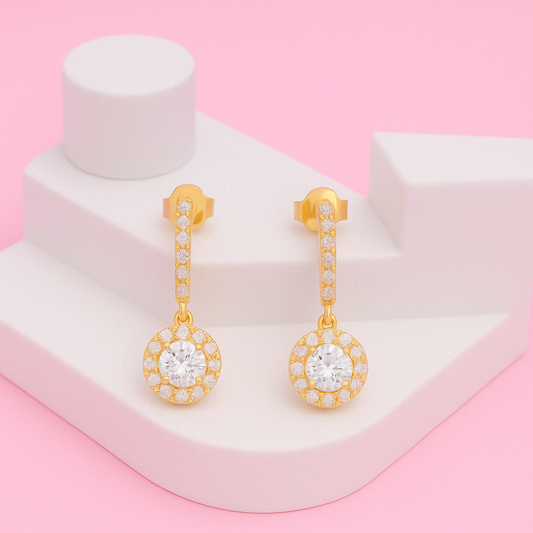 Cubic Zircon Drop Earrings In 925 Sterling Silver