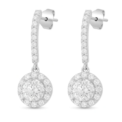 Cubic Zircon Drop Earrings In 925 Sterling Silver