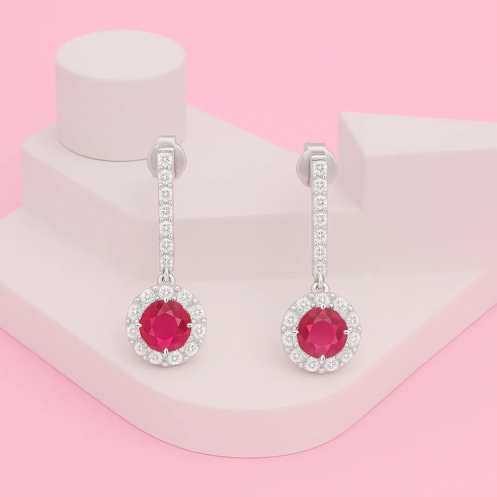 Cubic Zircon Drop Earrings In 925 Sterling Silver