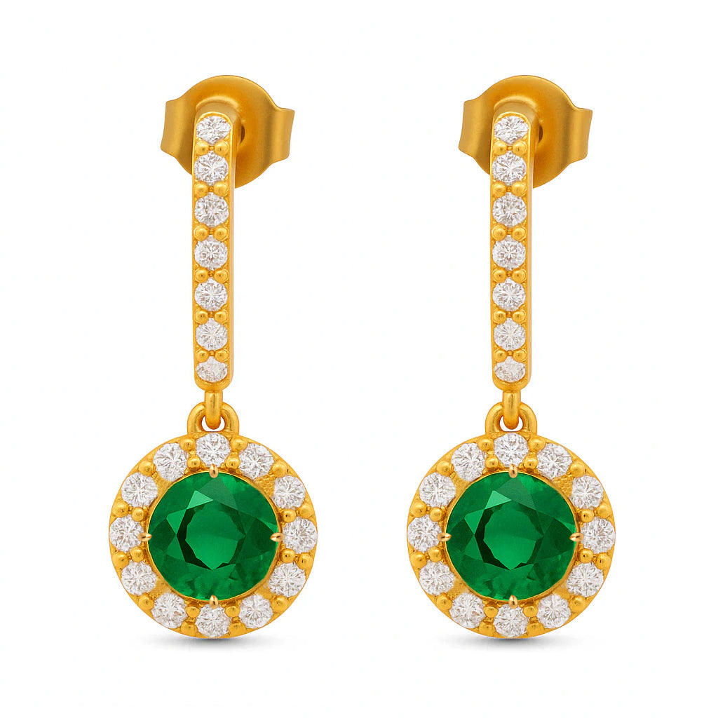 Cubic Zircon Drop Earrings In 925 Sterling Silver