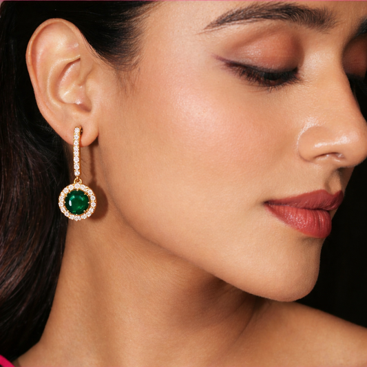 Elegant Drop Style Cubic Zircon Earrings  925 Sterling Silver