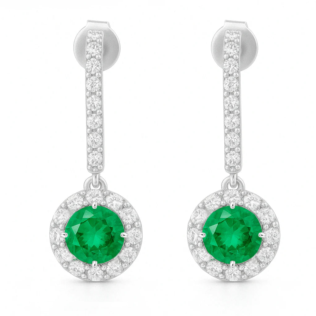 Cubic Zircon Drop Earrings In 925 Sterling Silver