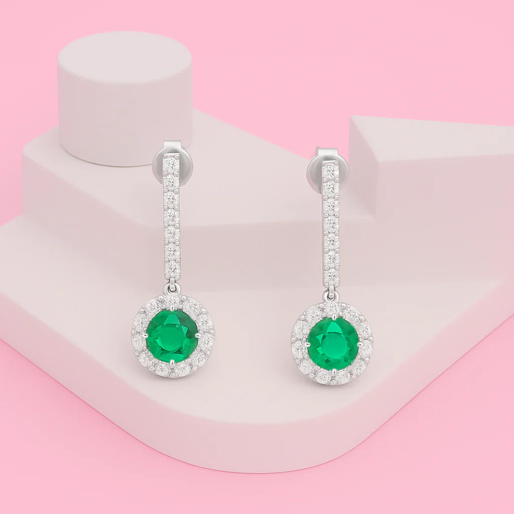Cubic Zircon Drop Earrings In 925 Sterling Silver