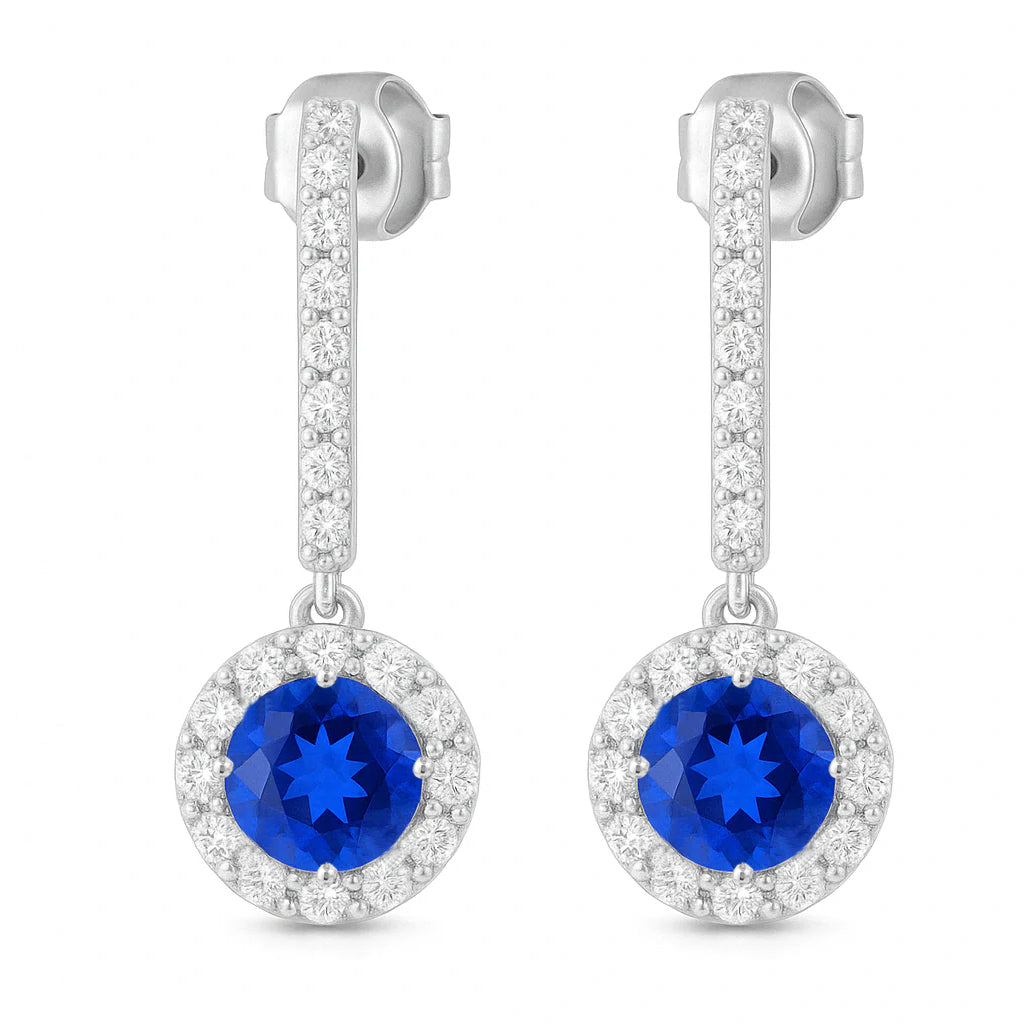 Cubic Zircon Drop Earrings In 925 Sterling Silver