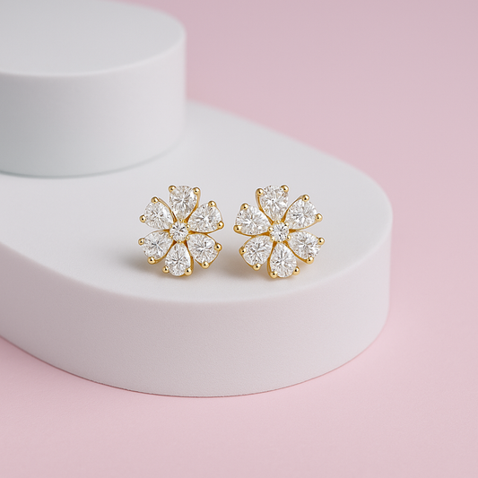 Sparkling Floral Studs Earrings