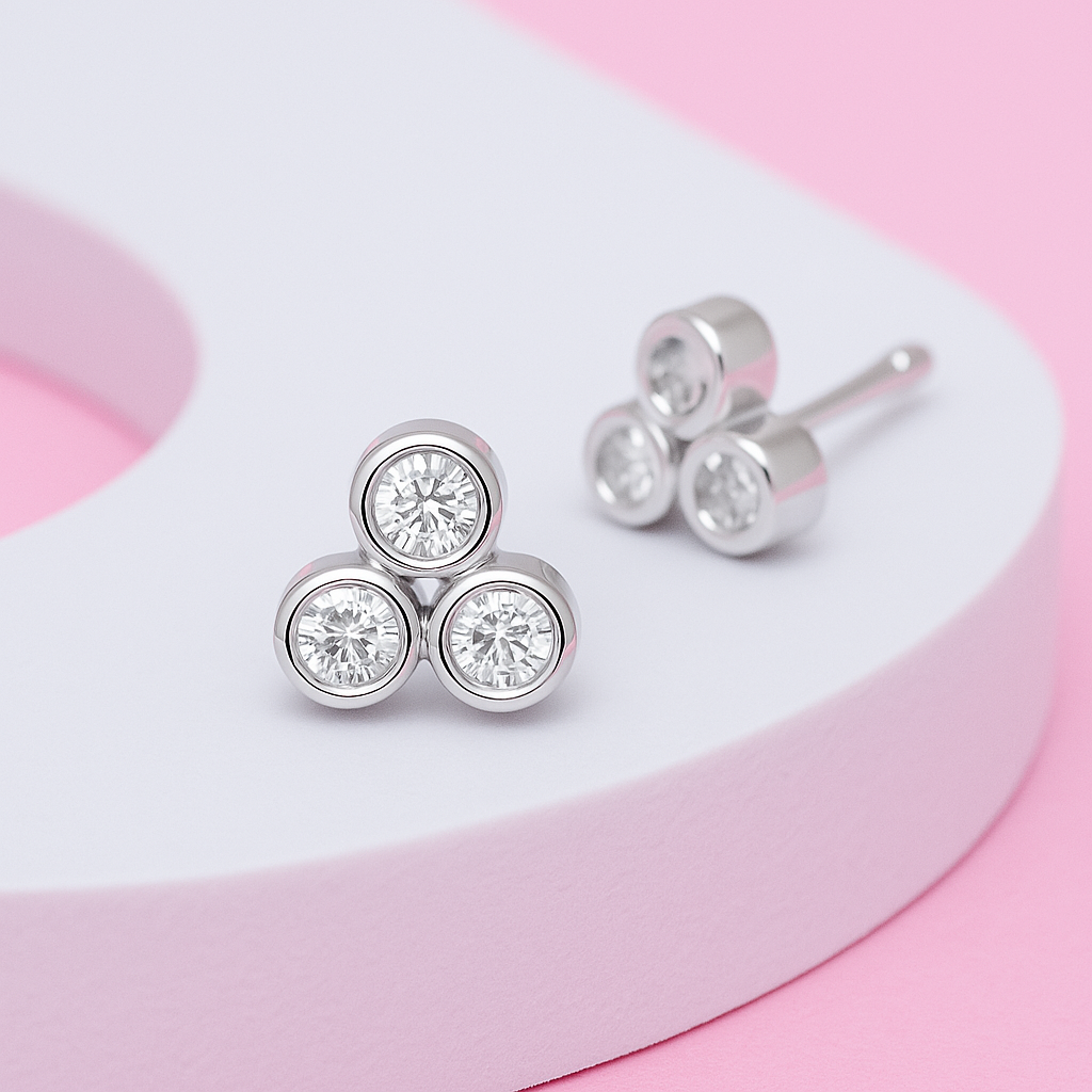 Triple Sparkle Stud Earrings