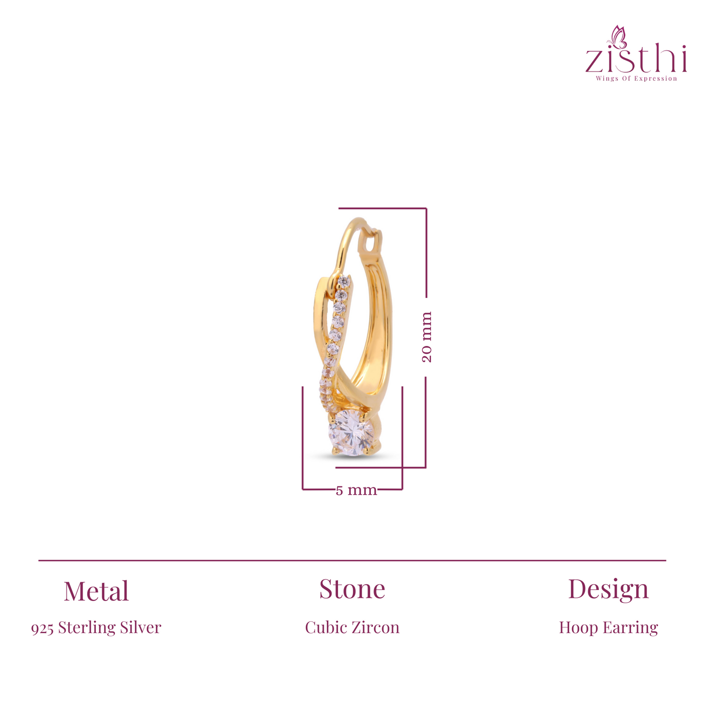 Twisted Hoop  Earrings In 925 Sterling Silver