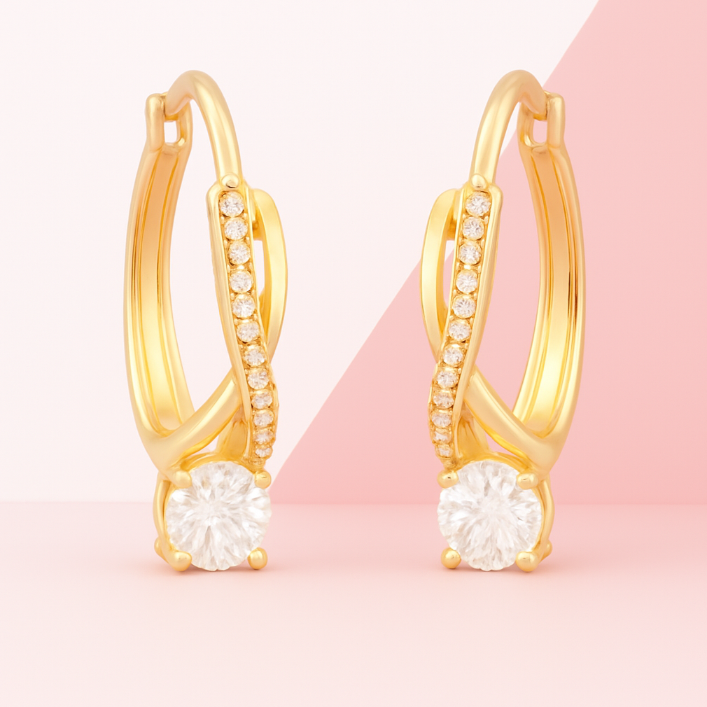 Twisted Hoop  Earrings In 925 Sterling Silver