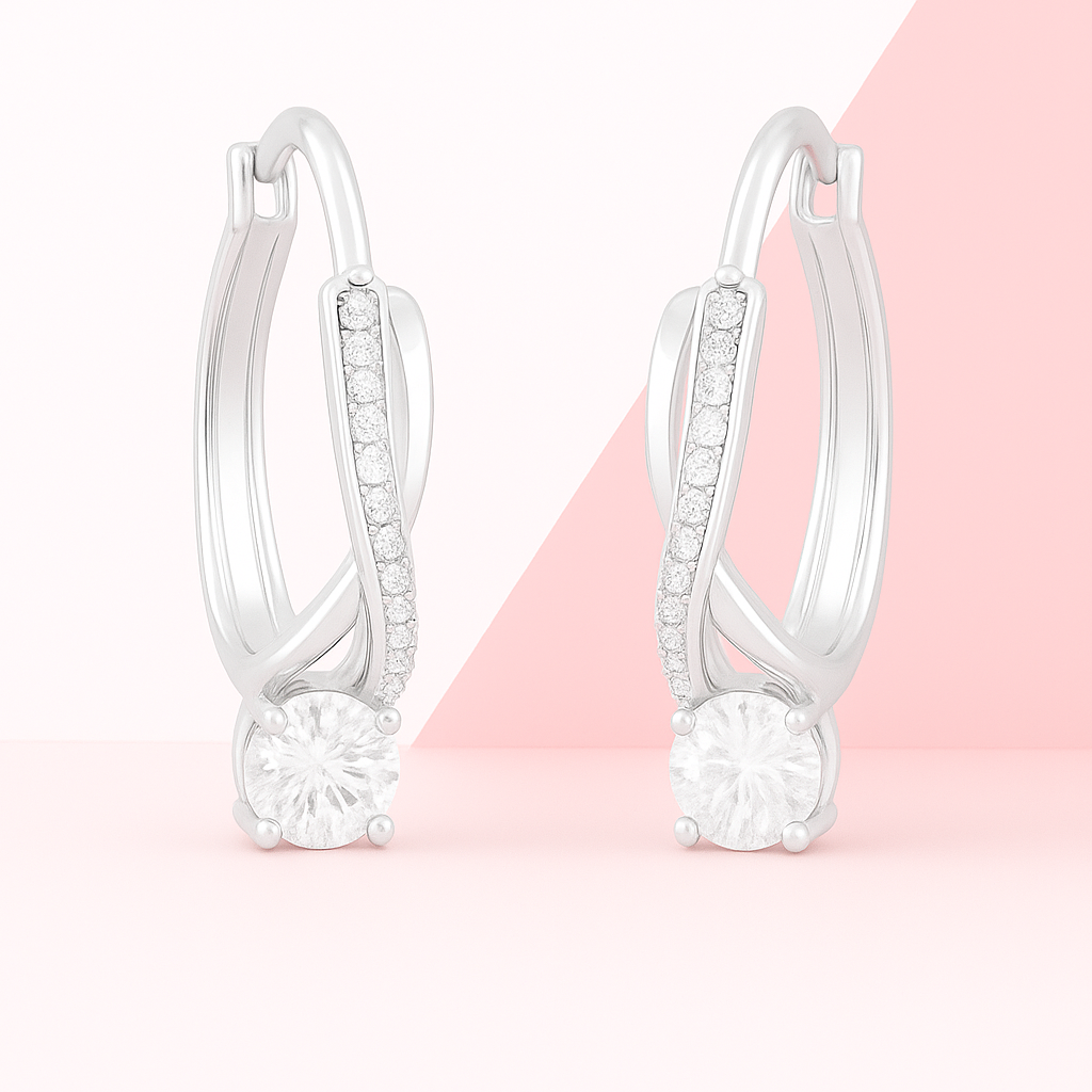Twisted Hoop  Earrings In 925 Sterling Silver
