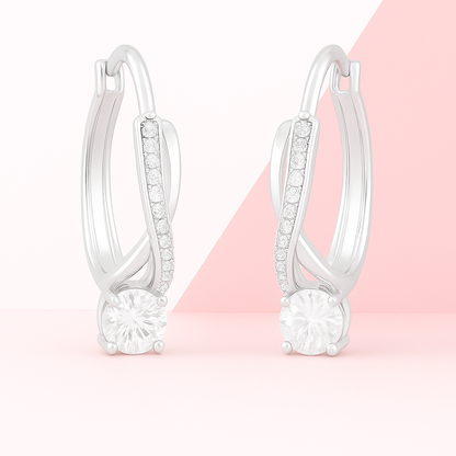 Twisted Hoop  Earrings In 925 Sterling Silver