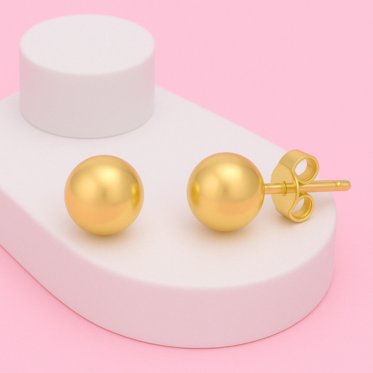 Round Ball Earrings 10 mm in 925 Sterling Silver