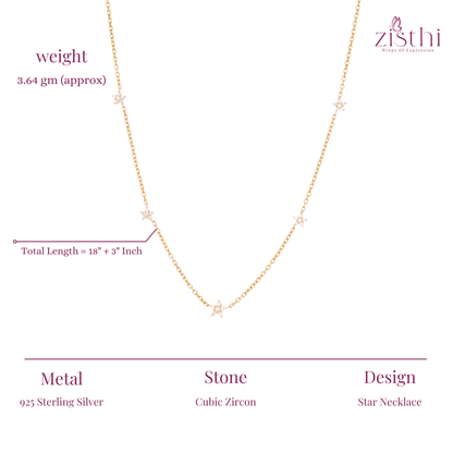 Star Map Necklace in Sterling Silver 18"+3" Inch
