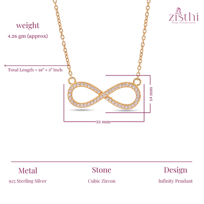 Endless Love Infinity Pendant Necklace 18+3" inch Chain