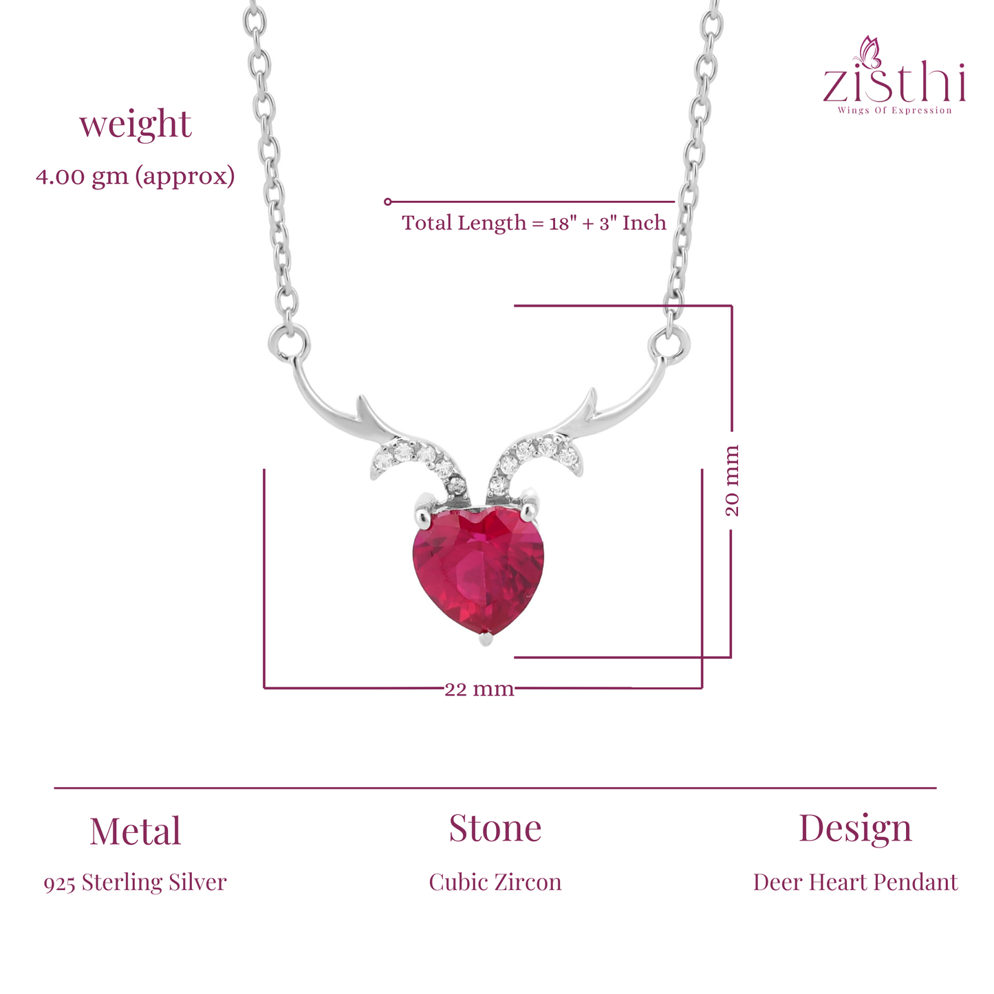 Lovehorn Cubic Zircon Necklace