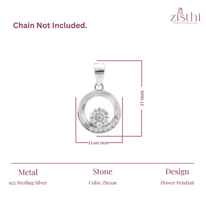 Cubic Zircon Flower Pendant