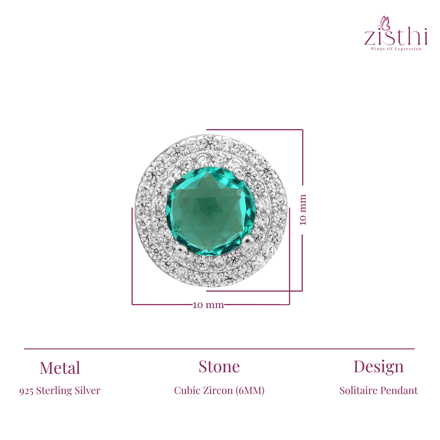 Simulated Diamond Paraiba Tourmaline Double Halo Pendant