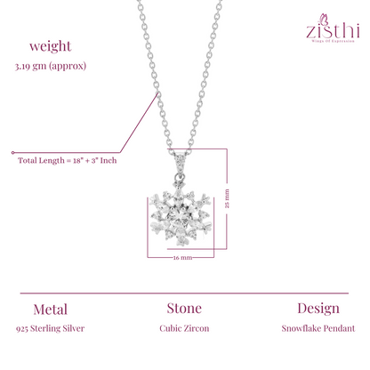 Snowflake Pendant 925 Sterling Silver