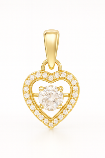 925 Sterling Silver Dancing Diamond Heart Pendant Necklace