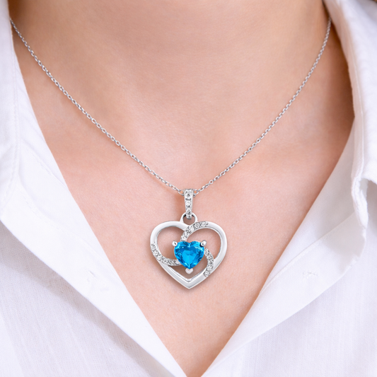 Heart-Shaped Pendant & Necklace In 925 Sterling Silver