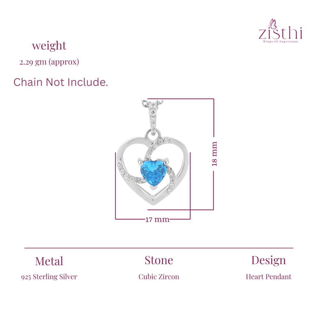 Heart-Shaped Pendant & Necklace In 925 Sterling Silver