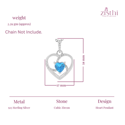 Heart-Shaped Pendant & Necklace In 925 Sterling Silver